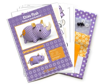 Cotton rhino sewing diy kit - sew an adorable stuffed rhino