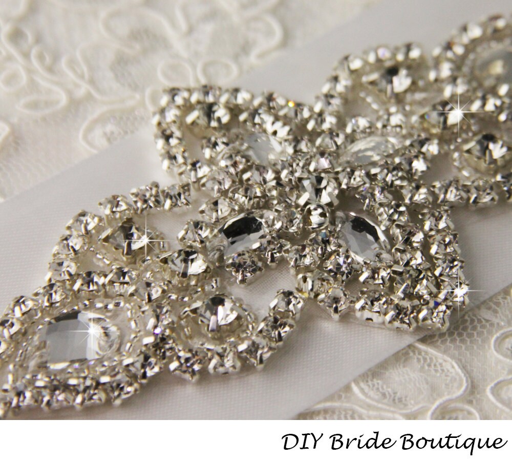Crystal applique rhinestone applique wedding by DIYBrideBoutique
