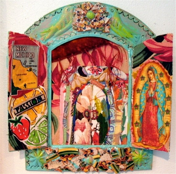 Vintage MEXICAN Tin Altar Shrine UPCYCLED Folk Art by MyBonny
