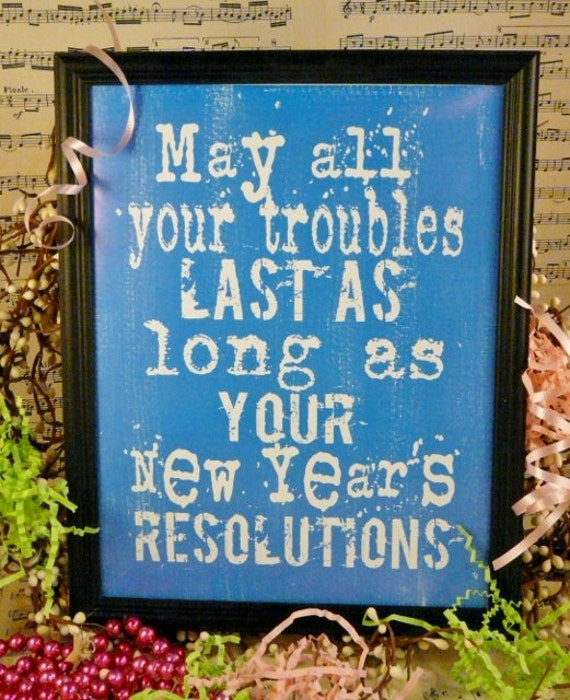 fun New Years eve Resolutions sign digital PDF - uprint vintage art words primitive paper old 8 x 10 frame saying