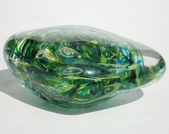 Green Glass Freeform Paperweight - Free Shipping