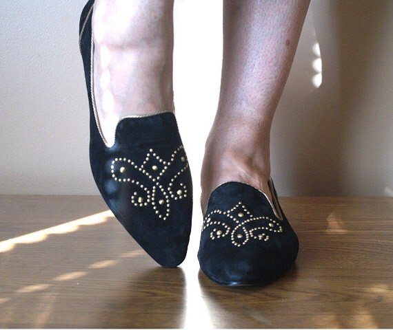 studded suede loafers