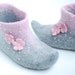 Ready to ship- Felted slippers Alice in grey&candypink size 36,5 US6