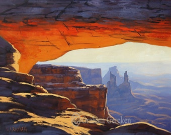 SUNRISE CANYONLANDS Large Oil PAINTING Landscape painting desert painting Desert art mesa arch utah