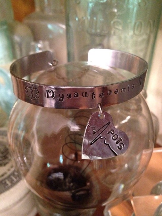 Items similar to Dysautonomia awareness bracelet with POTS EKG line