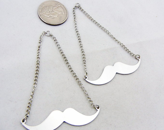 Pair of Silver-tone Moustache Charms on Chains