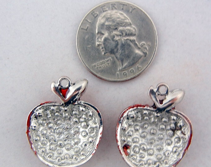 Pair of Red Rhinestone Apple Charms