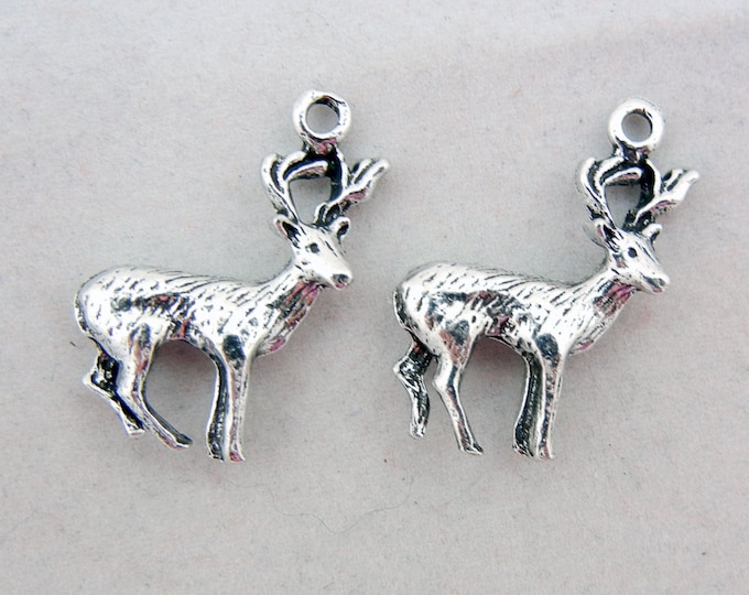 Set of 2 Pewter Deer Charms