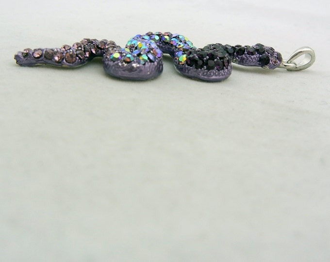 Large Purple Silver-tone Snake Pendant with Amethyst Rhinestones SALE