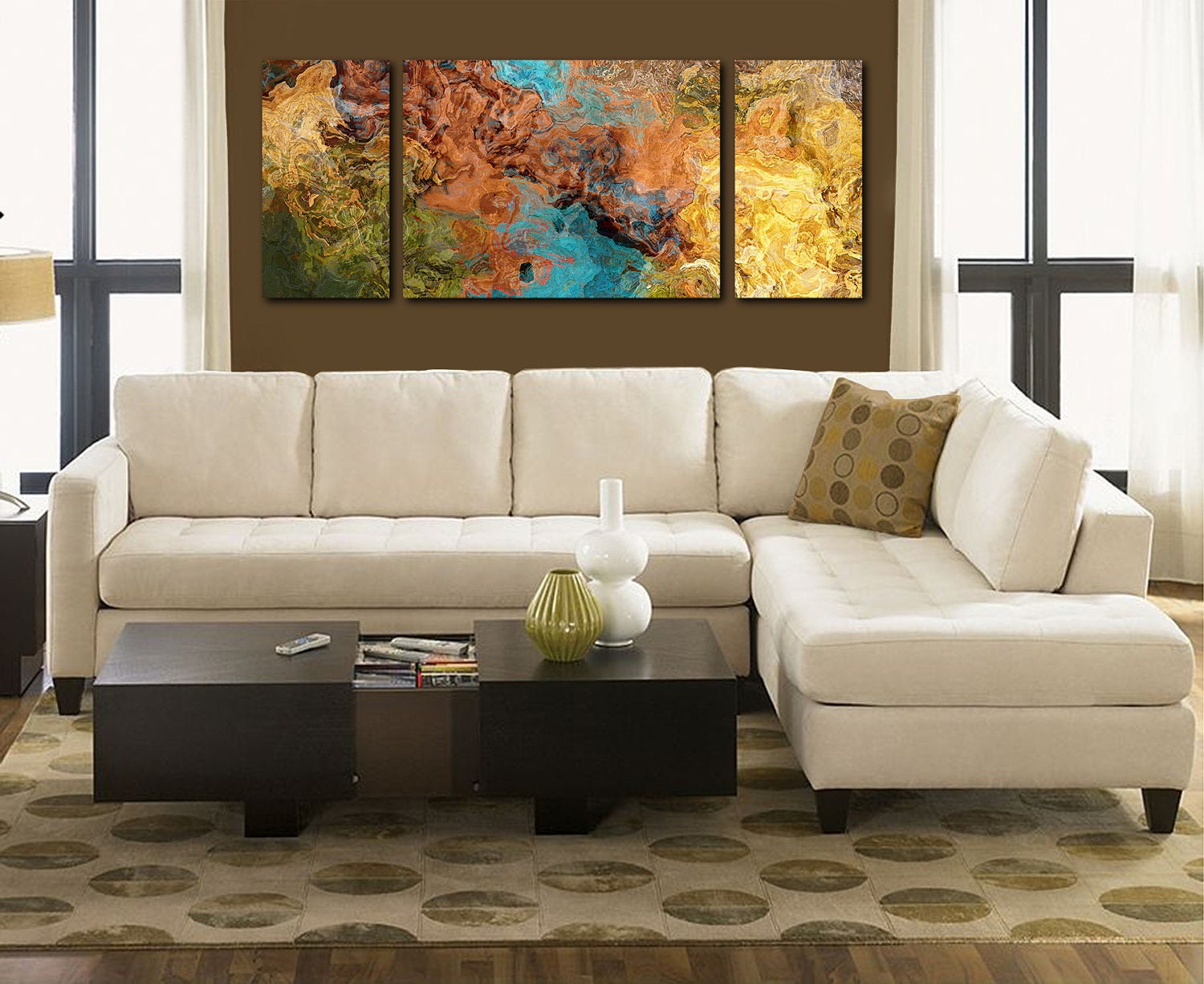 Very large triptych art stretched canvas print by FinnellFineArt
