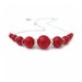 Red Beaded Necklace, Handmade Glass & Sterling Silver Necklace, Scarlet Red, Handmade Crystal Jewelry, urban jewelry minimal necklace