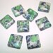 Green White Blue Square Stone Beads (Qty 8) - B1383
