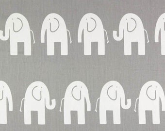 Elephants Ele fabric | Storm White Grey | Premier Prints