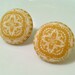 mustard pinwheel - fabric button earrings