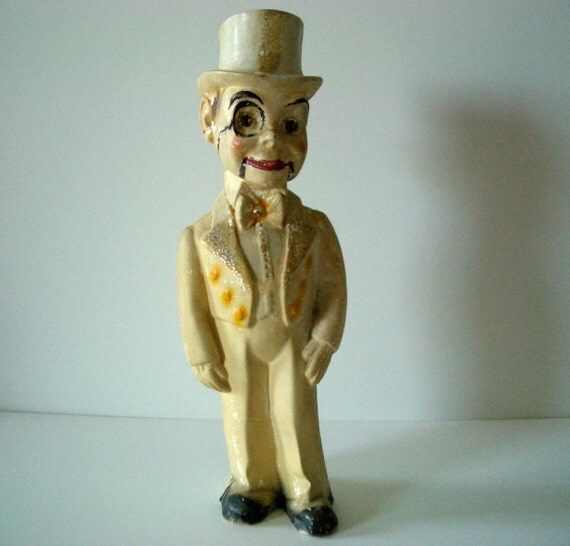 Vintage Carnival Chalkware Charlie McCarthy Large Figurine