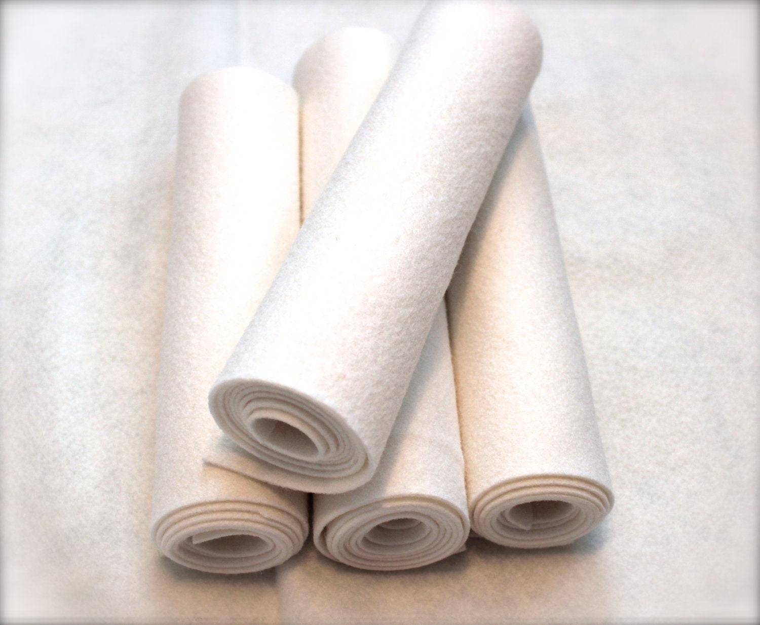 Mini Roll of White Wool Blend Felt