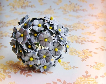Pewter blue forget me nots Vintage style Millinery Flower Bouquet - for decorating, gift wrapping, weddings, party supply, holiday