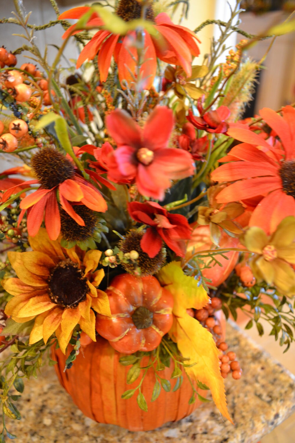 Fall Pumpkin Basket Arrangement