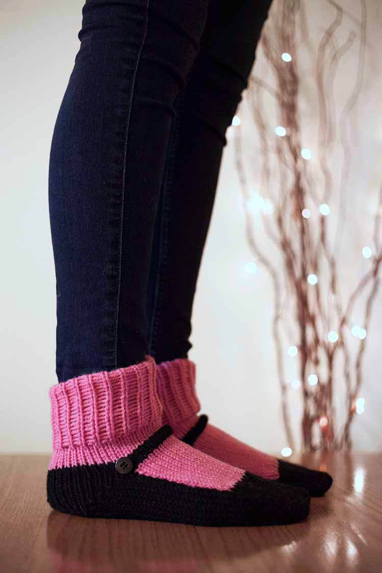 Knit Slipper Sock Adult Mary Jane Slippers Sox by Nothingbutstring