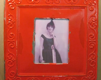 TIN CEILING Red Metal Picture Frame 8x10 Shabby Recycled chic S752-12