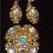 Beautiful Avante Brooch and Earring Set Cabochons Rhinestones and Crystal