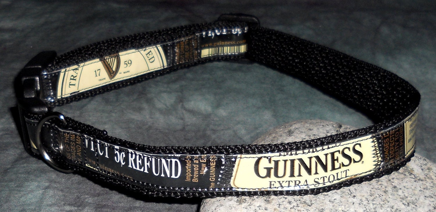 Adjustable Dog Collar from Recycled Guinness Beer Labels