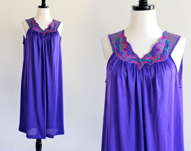 70s Vanity Fair Purple Embroidered Lingerie by LuvStonedVintage
