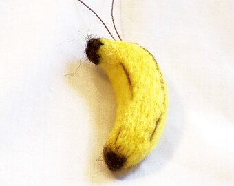 Miniature Fruit Ornament - Needle Felted Banana - Mini Ornament - Felt Christmas - Christmas Felt - Banana Ornament - Christmas Gift