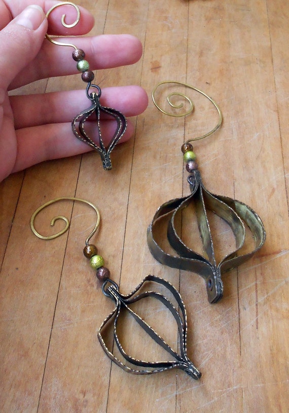 Set of Three Brass Christmas Ornaments Brass Ornament