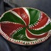 Scalloped Serving Dish with Pearls around the Rim, Whimsical Hand Painted Christmas Candy Serving Dish, Peppermint