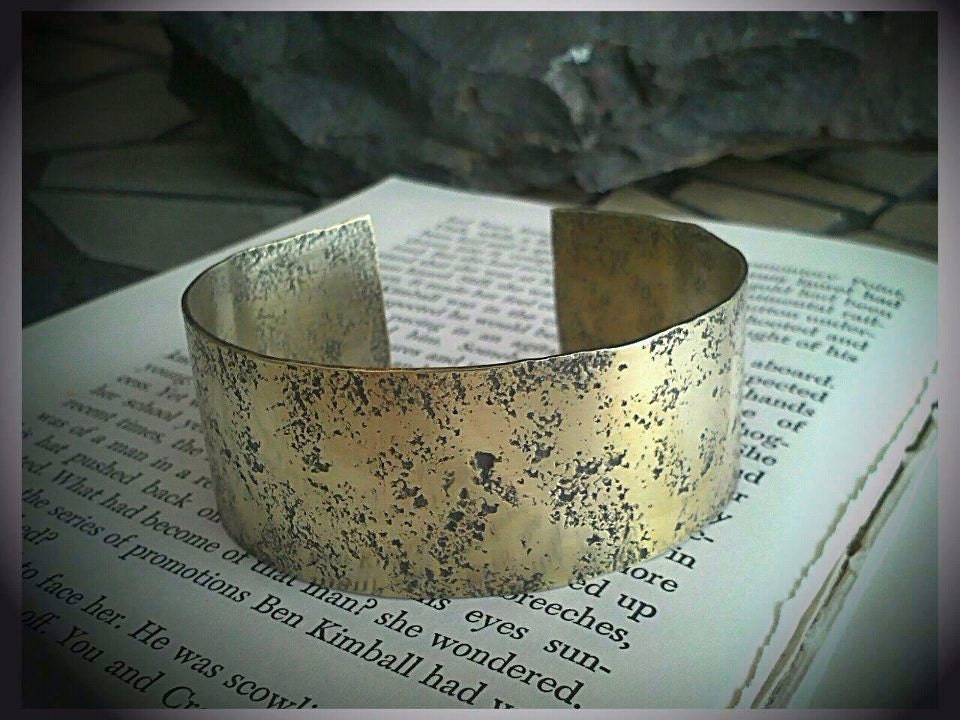 Hammered Pitted Solid Brass Cuff