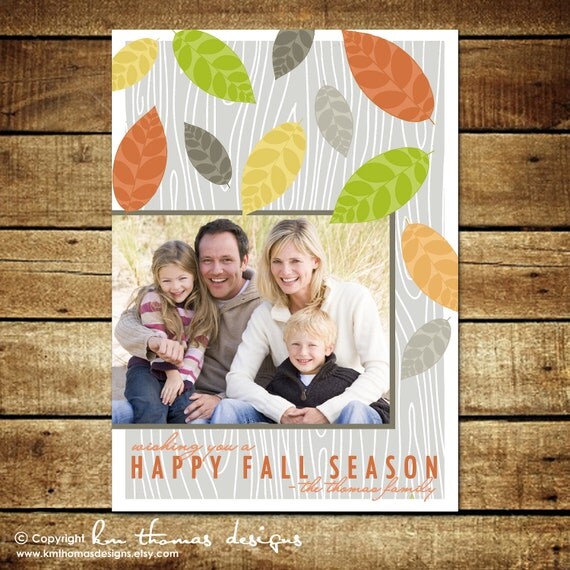 COLORFUL LEAVES...Custom Fall or Autumn Photo Card...by KM Thomas Designs Il_570xn