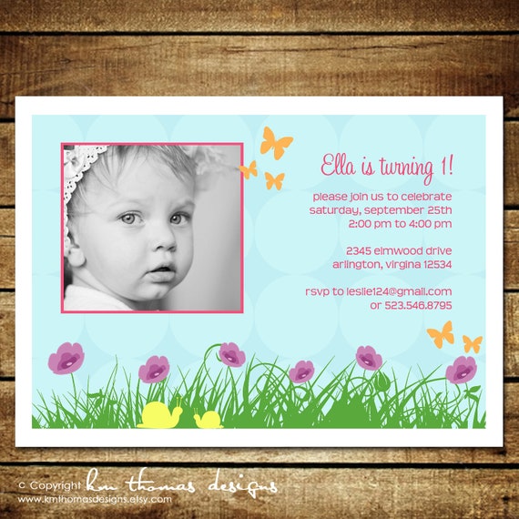GARDEN...Custom Printable Birthday Photo Invitation....by KM Thomas Designs Il_570xn