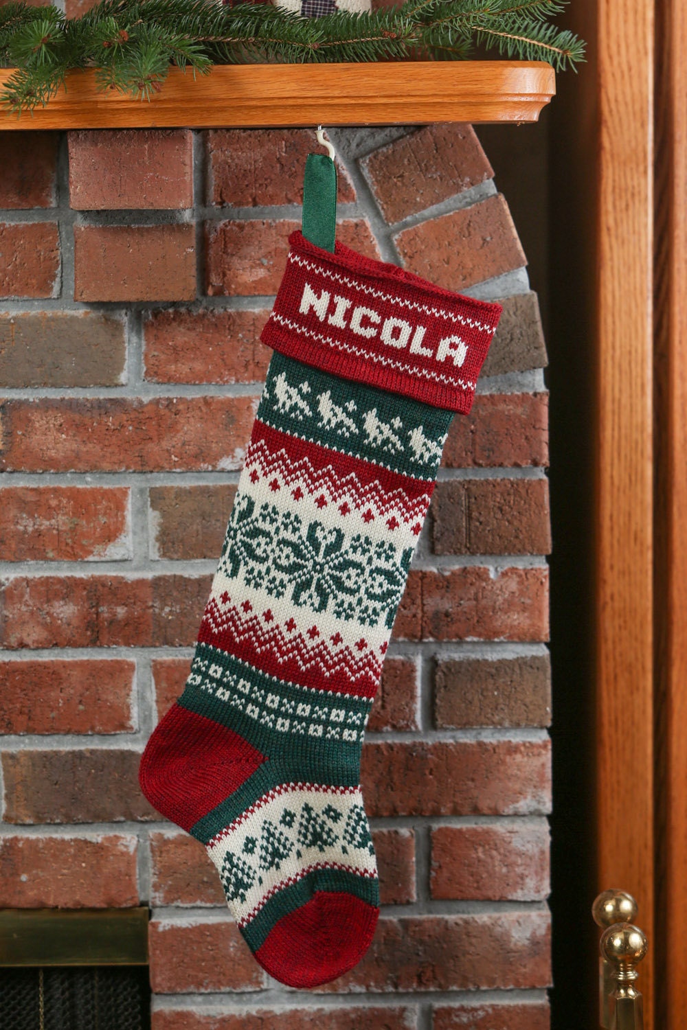 Knit Personalized Christmas Stocking, snowflake