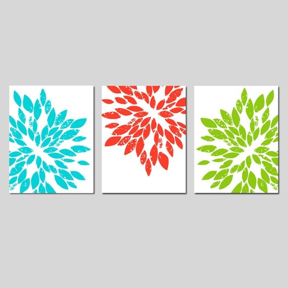 Floral Flower Modern Abstract Wall Art Trio Set of by Tessyla