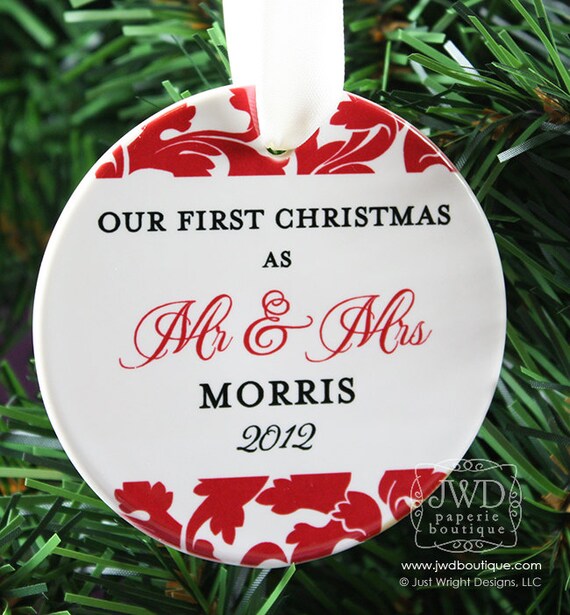 Our First Christmas Mr and Mrs Ornament Personalized Wedding