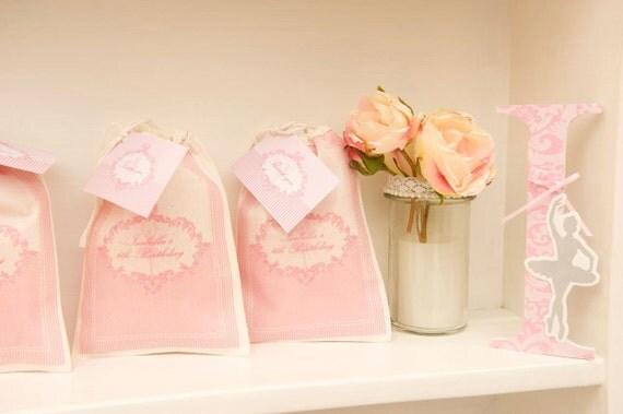 PINK DAMASK BALLERINA Printable Favor Bag Iron On Il_570xn