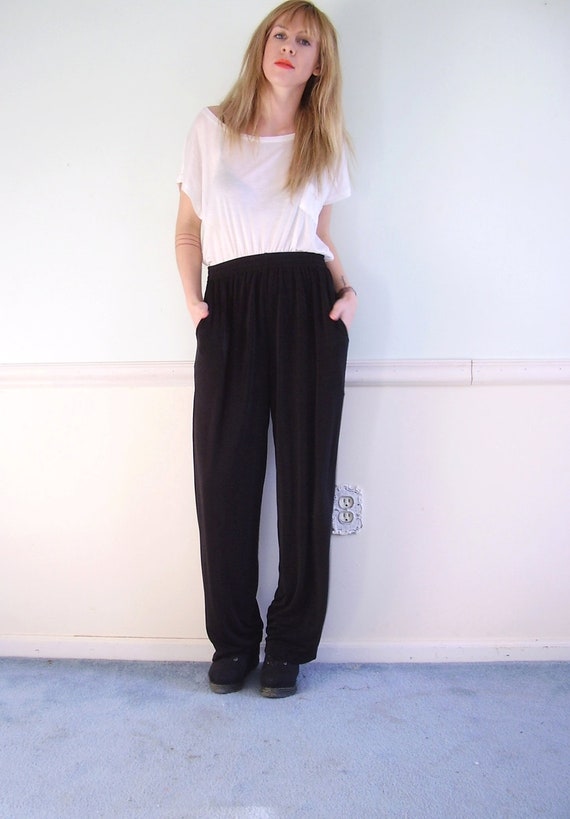 black slinky trousers