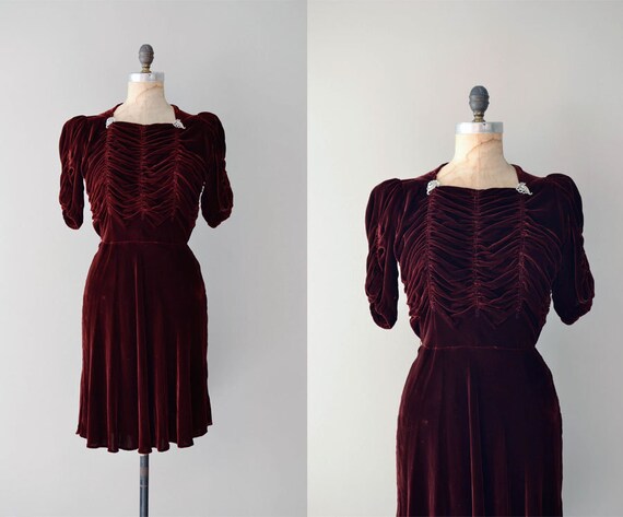 Musette dress / vintage 1930s dress / silk velvet 30s dress