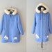 Polar Express parka / nordic blue wool coat / 1970s embroidered wool coat