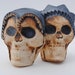 ceramic mask skull sculpture clay art face set of two wall art masks