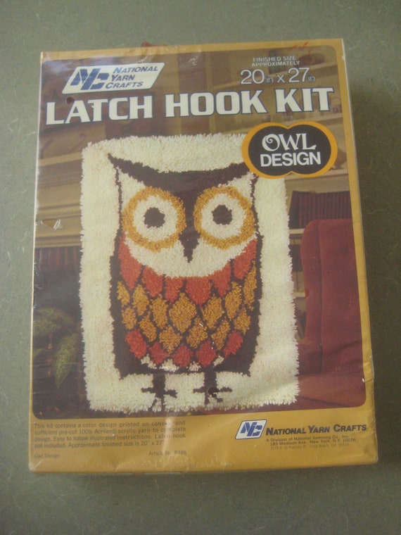 Vintage Owl Latch Hook Kit 1970s Latch Hook Crafting Kit