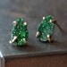 Green Uvarovite Garnet Stud Earrings-druzy- studs- posts- prong setting- natural- as seen on Rachel Bilson
