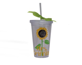 Personalized Acrylic Tumbler - Sunflower
