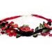 Statement leather necklace Bright flowers necklace