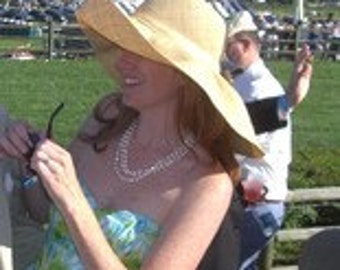 A Day at the Races... Linen Straw Wide Brim Sun Hat