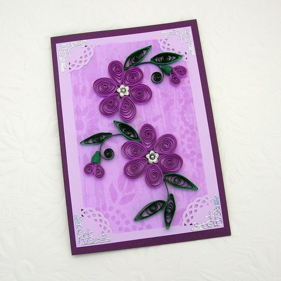 paper quilling greeting card paper quilled daisy purple