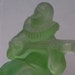 Vintage Minstrel Green Satin Glass Powder Jar From The Depression Era