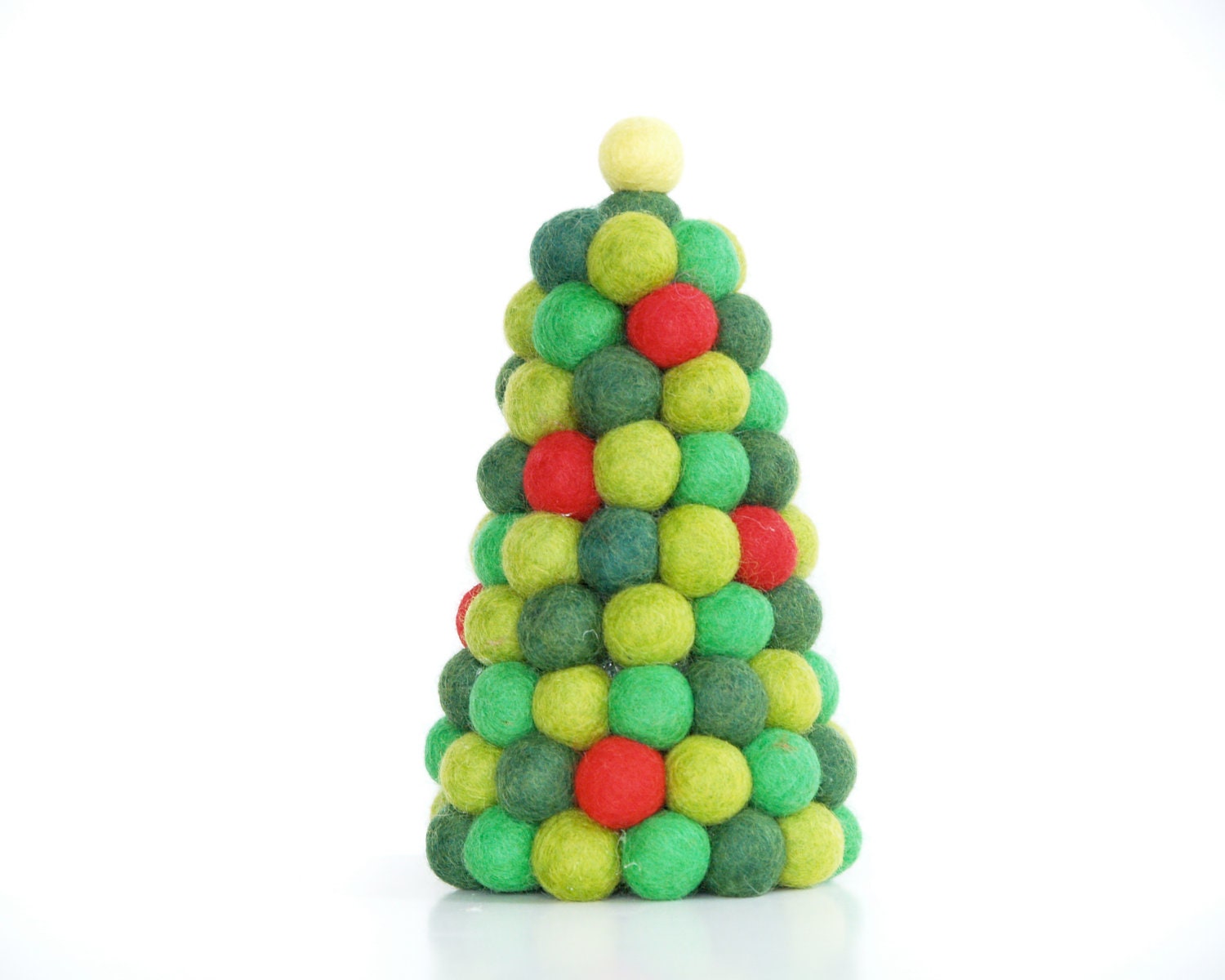 Christmas Tree Felt, Holiday Decoration Home Decor Ornament, Needle Felted Festive Trimmings, Red Green White