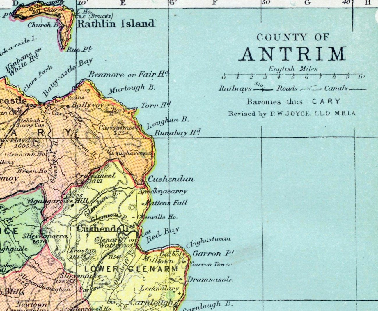 1899 Antique Map of County Antrim Ireland by bananastrudel